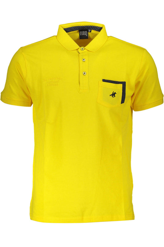 Yellow Cotton Men Polo Shirt