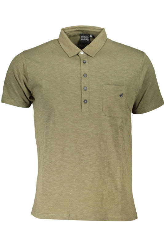Green Cotton Men Polo Shirt