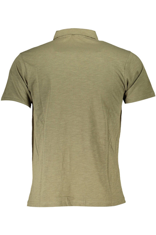 Green Cotton Men Polo Shirt