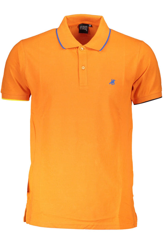 Orange Cotton Men Polo Shirt