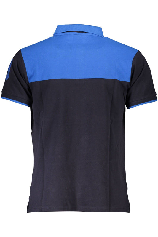 Blue Cotton Men Polo Shirt