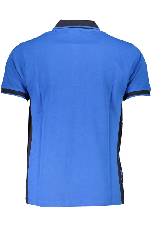 Blue Cotton Men Polo Shirt