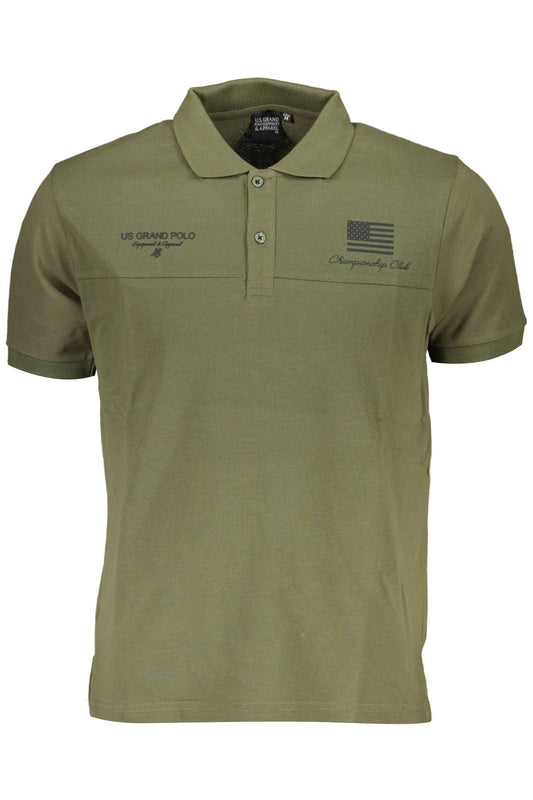 Green Cotton Men Polo