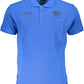 Blue Cotton Men Polo Shirt