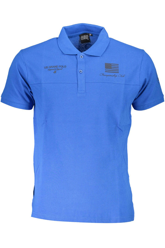 Blue Cotton Men Polo Shirt