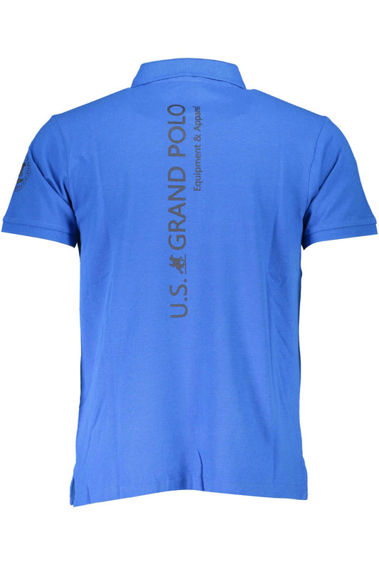 Blue Cotton Men Polo Shirt