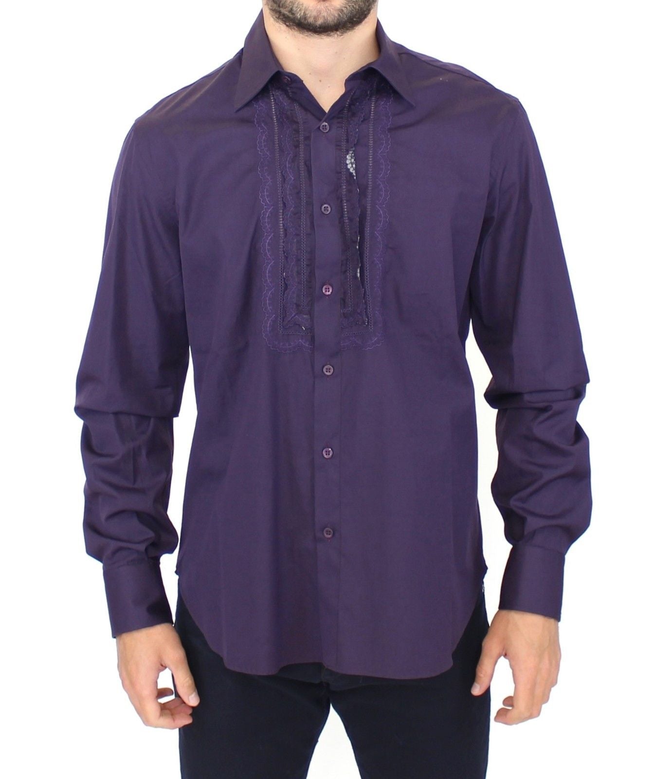 Elegant Purple Cotton Casual Shirt