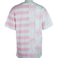 Chic Pink Striped Cotton Tee with Palm Motif