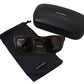 Chic Unisex Brown Acetate Sunglasses