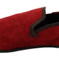 Red Suede Leather Slip On Loafers Men's Shoes
