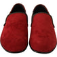 Red Suede Leather Slip On Loafers Men's Shoes