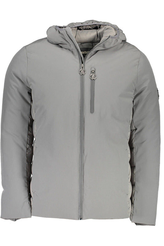 Gray Polyester Men Jacket