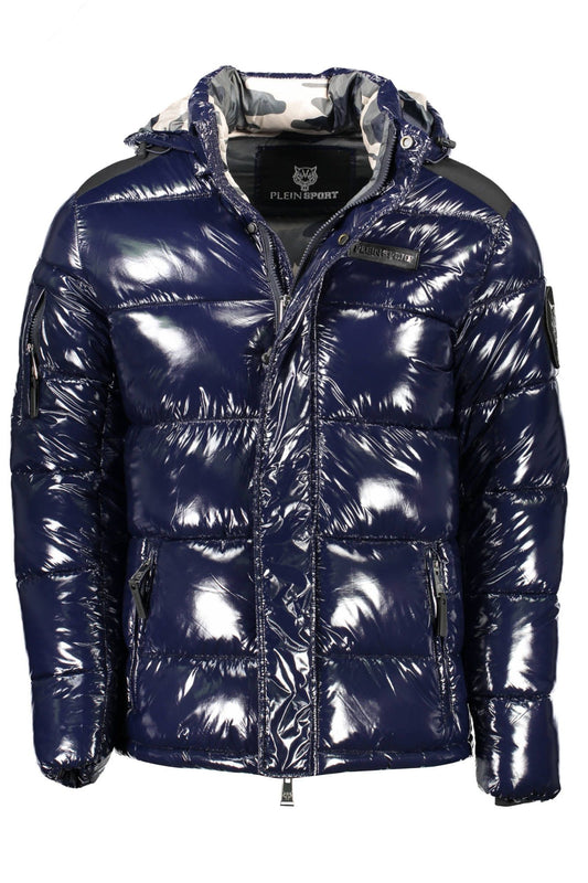 Blue Polyester Men Jacket