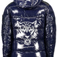 Blue Polyester Men Jacket