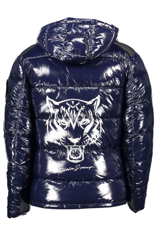 Blue Polyester Men Jacket