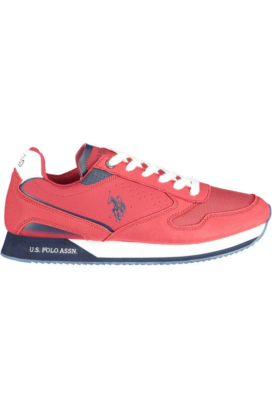 Red Polyester Mens Sneaker