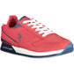 Red Polyester Mens Sneaker