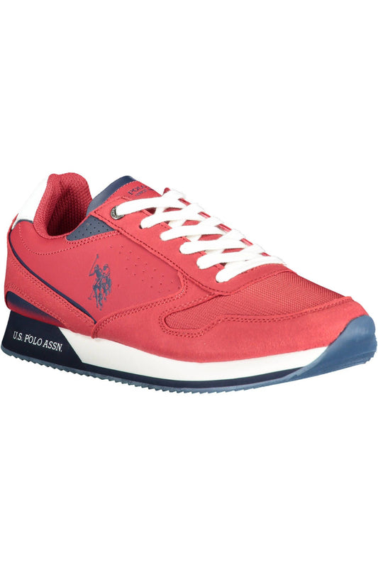 Red Polyester Mens Sneaker