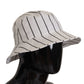 Elegant White Striped Bucket Hat