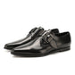 Sleek Calfskin Leather Shoes with Buckle