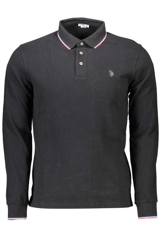 Black Cotton Men Polo Shirt