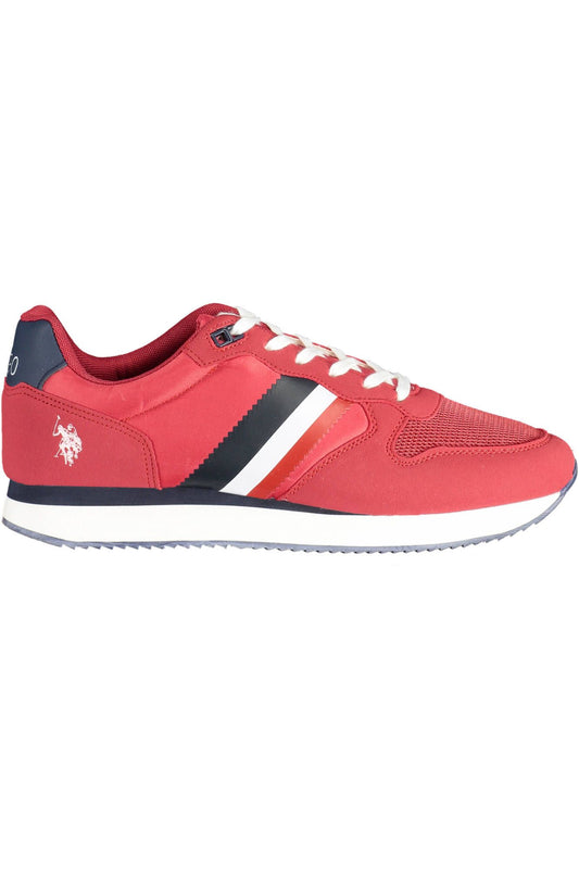 Red Polyester Men Sneaker