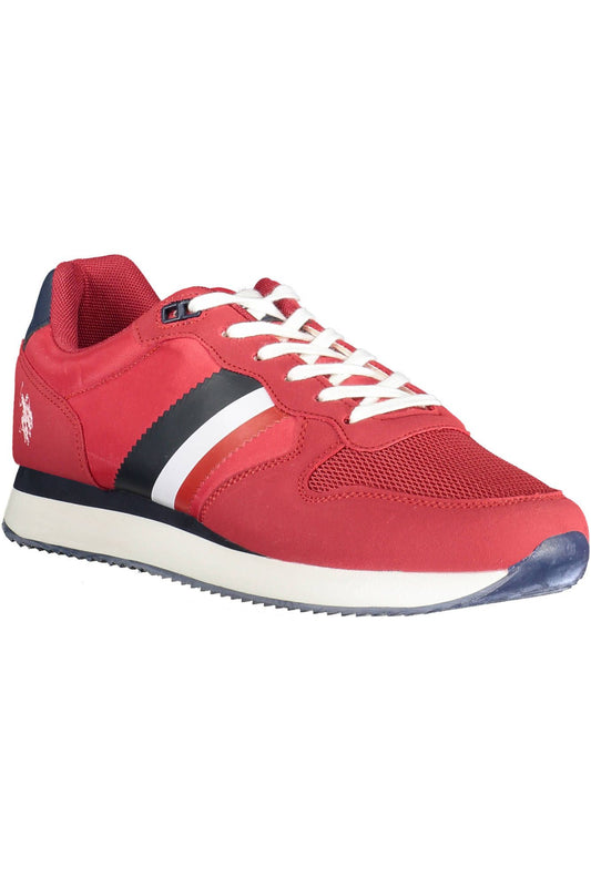 Red Polyester Men Sneaker