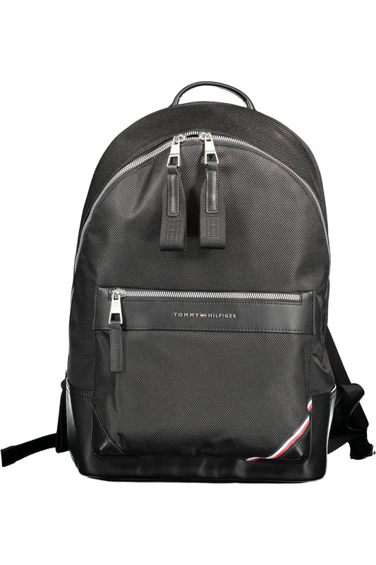 Black Polyester Men Backpack