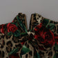 Chic Leopard Rose Silk Bodycon Dress