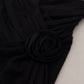 Elegant Black Sheath Wrap Wool Dress