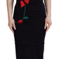 Elegant Embroidered Wool Bodycon Dress