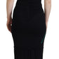Elegant Embroidered Wool Bodycon Dress
