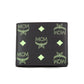 Small Black Summer Green Smooth Visetos Monogram Logo Leather Bifold Wallet