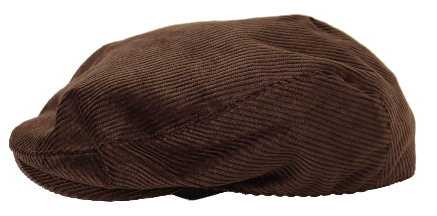 Elegant Cotton Newsboy Hat in Rich Brown
