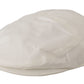 Chic White Newsboy Cap Cotton Blend