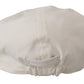 Chic White Newsboy Cap Cotton Blend