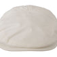 Chic White Newsboy Cap Cotton Blend
