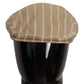 Elegant Striped Cotton Silk Newsboy Hat
