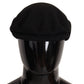 Elegant Black Newsboy Cap in Virgin Wool Blend