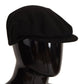 Elegant Black Newsboy Cap in Virgin Wool Blend