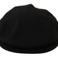 Elegant Black Newsboy Cap in Virgin Wool Blend