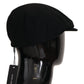 Elegant Black Newsboy Cap in Virgin Wool Blend