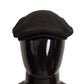Elegant Black Linen Newsboy Cap