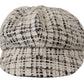 Elegant Tweed Newsboy Cap with DG Logo Plaque