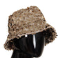 Gold Silk Sequin Embellished Designer Brim Bucket Hat