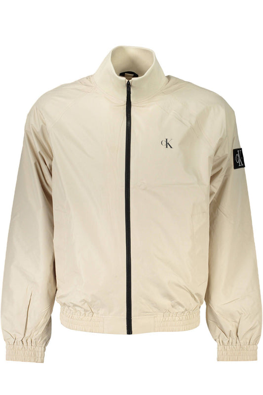 Beige Polyester Men Jacket