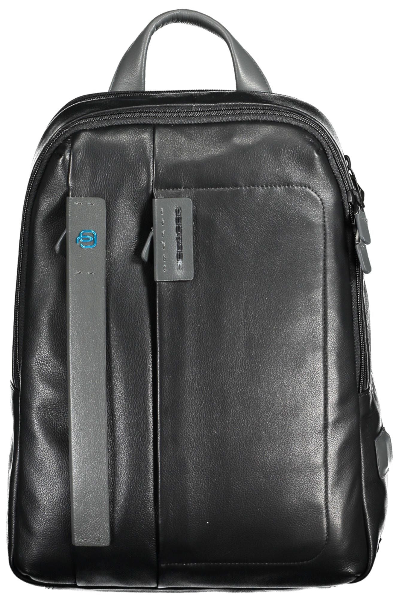 Black Leather Men Backpack