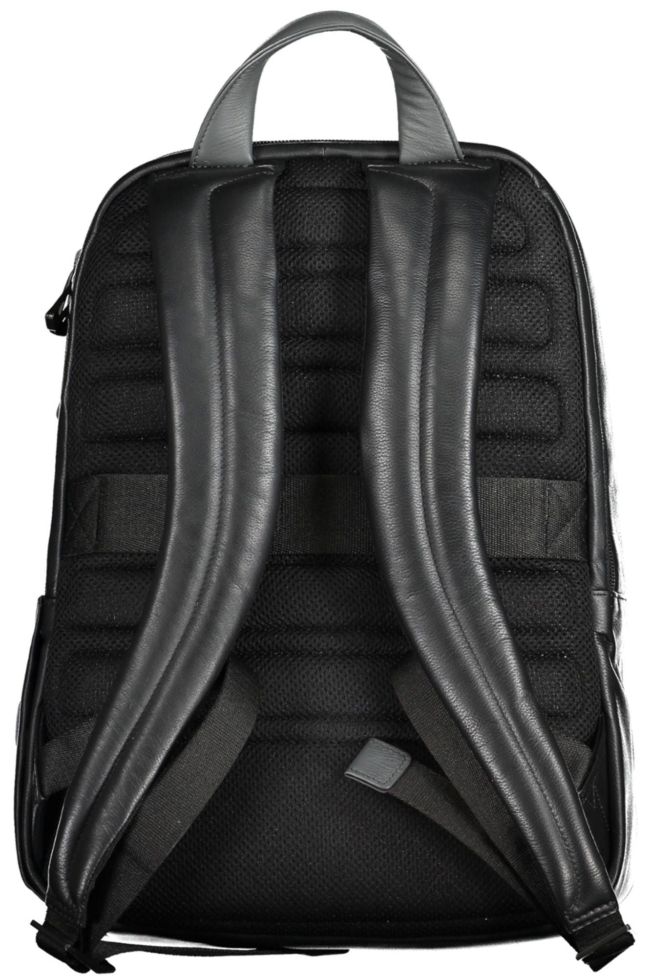 Black Leather Men Backpack
