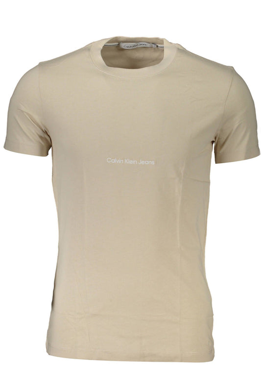Beige Cotton Men T-Shirt