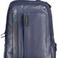 Blue Leather Men Backpack